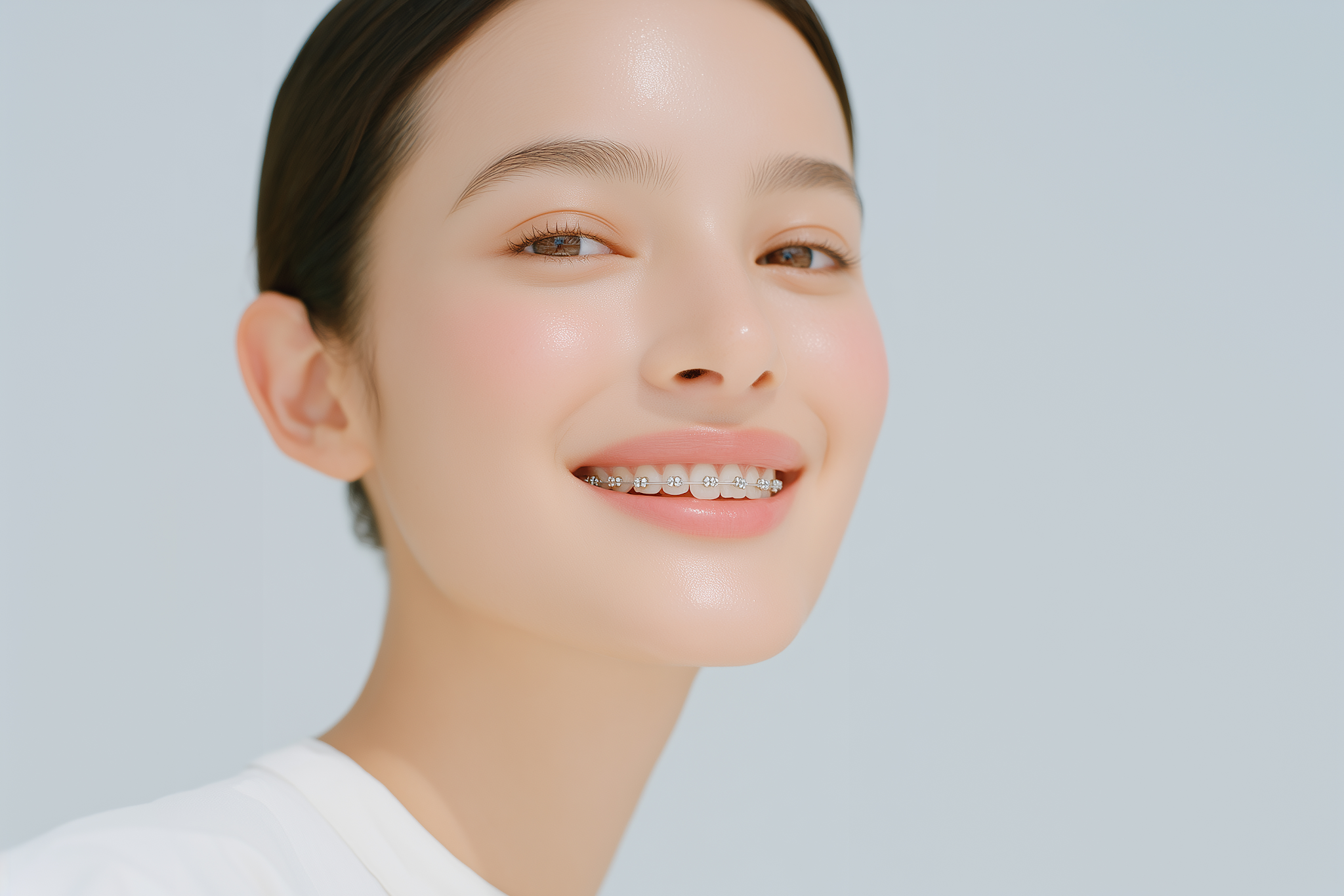 審美ブラケット矯正で表側でも目立ちにくくする